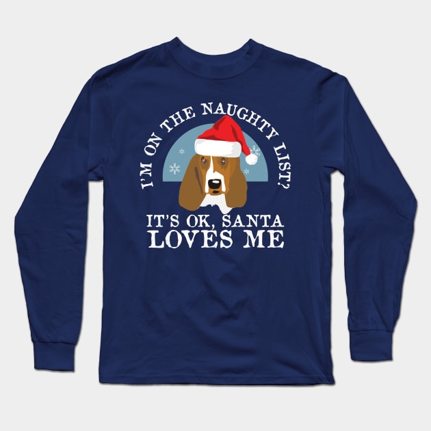 Funny Naughty Dog Lovers Beagle Christmas Shirt Gift Long Sleeve T-Shirt by Freid